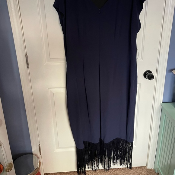 RACHEL Rachel Roy Women's Plus Size Short Sleeve Fringe Midi Wrap Dress - Picture 2 of 4